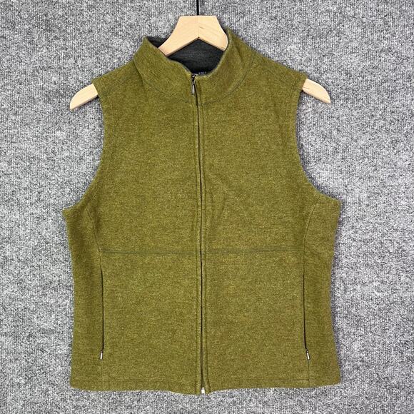 IBEX Wool Vest Women’s Green Full Zip Mock Neck WOOL Size Large - Picture 1 of 9